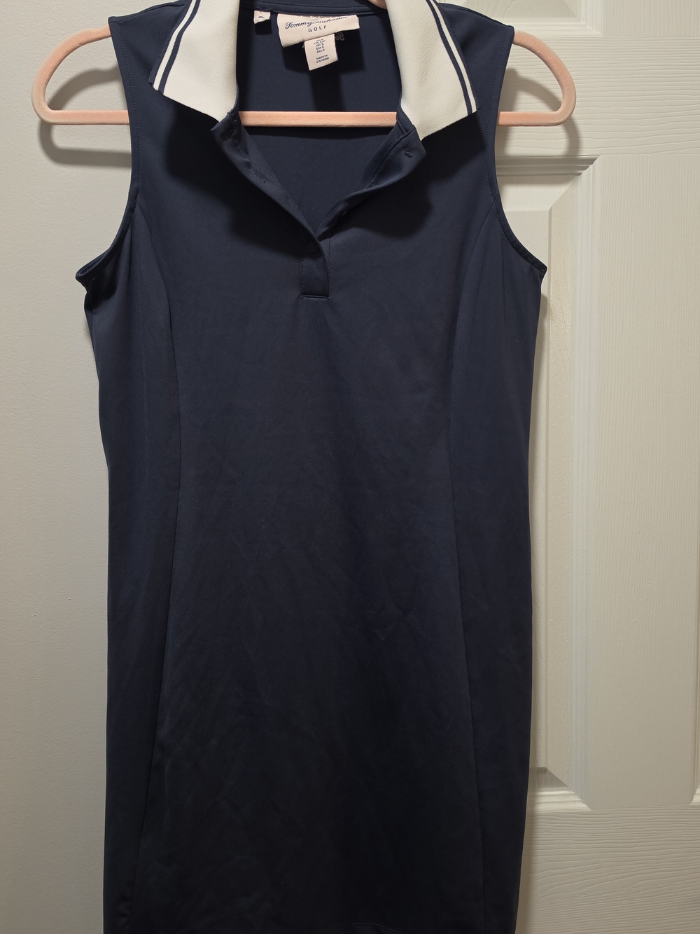 Tommy Bahama Navy Sleeveless Polo Dress with White-Trim Collar